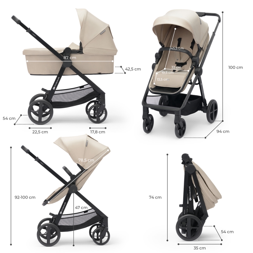KINDERKRAFT - Kombinirana kolica 3u1 NEWLY Sand beige + autosjedalica MINK PRO