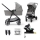 KINDERKRAFT - Kombinirana kolica 4u1 NEWLY Classic grey + autosjedalica MINK PRO s bazom ISOFIX