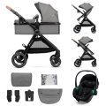 KINDERKRAFT - Kombinirani dječja kolica 3u1 ESME Moonlight grey + autosjedalica MINK PRO