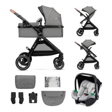 KINDERKRAFT - Kombinirani dječja kolica 3u1 ESME Moonlight grey + autosjedalica MINK PRO