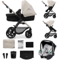 KINDERKRAFT - Kombinirani dječja kolica 3u1 MOOV 2 Moonlight grey + autosjedalica MINK PRO