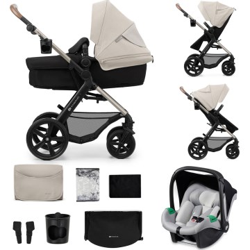 KINDERKRAFT - Kombinirani dječja kolica 3u1 MOOV 2 Moonlight grey + autosjedalica MINK PRO