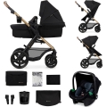 KINDERKRAFT - Kombinirani dječja kolica 3u1 MOOV 2 Pure black + autosjedalica MINK PRO