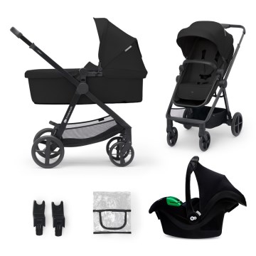 KINDERKRAFT - Kombinirani dječja kolica 3u1 NEWLY Classic crna + autosjedalica MINK PRO