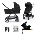 KINDERKRAFT - Kombinirani dječja kolica 4u1 NEWLY Classic crna + autosjedalica MINK PRO s ISOFIX bazom