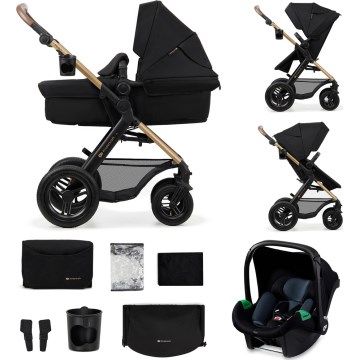 KINDERKRAFT - Kombinirani dječji kolica 3u1 MOOV 2 AIR Pure black + autosjedalica MINK PRO