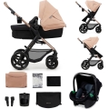KINDERKRAFT - Kombinirani dječji kolica 3u1 MOOV 2 Sand beige + autosjedalica MINK PRO