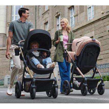 KINDERKRAFT - Kombinirani dječja kolica 3u1 MOOV 2 Pure black + autosjedalica MINK PRO