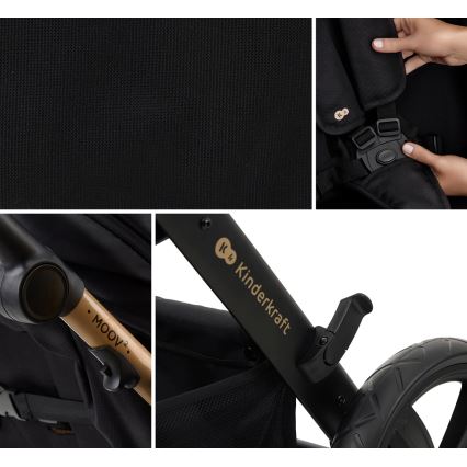 KINDERKRAFT - Kombinirani dječja kolica 3u1 MOOV 2 Pure black + autosjedalica MINK PRO