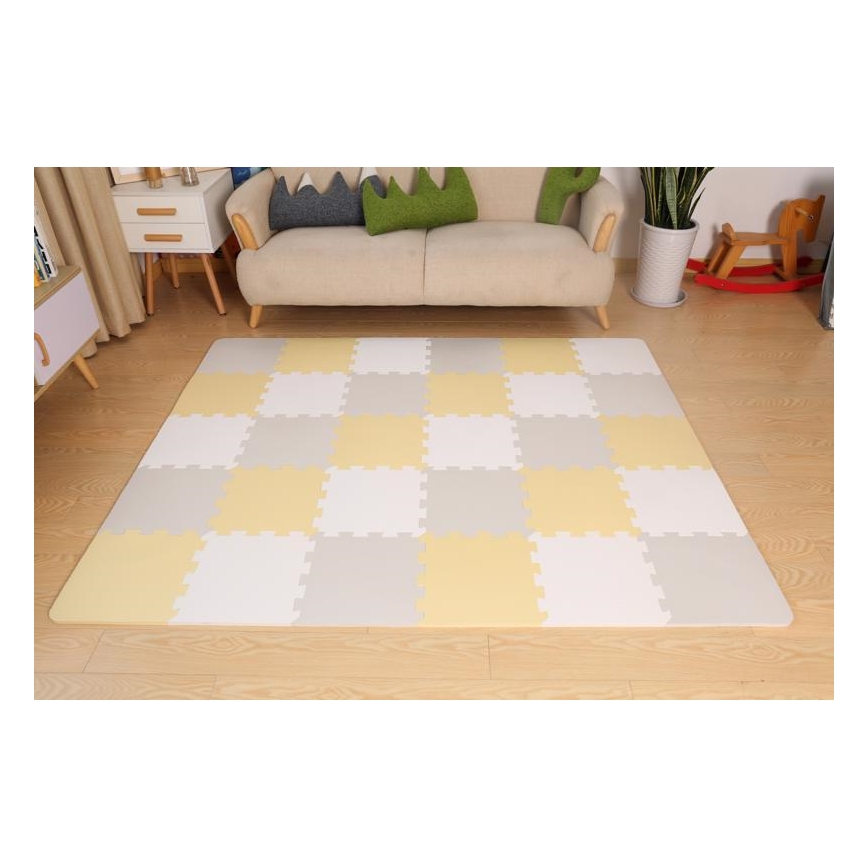 KINDERKRAFT - Pjenasti puzzle LUNO 30 komada siva/žuta