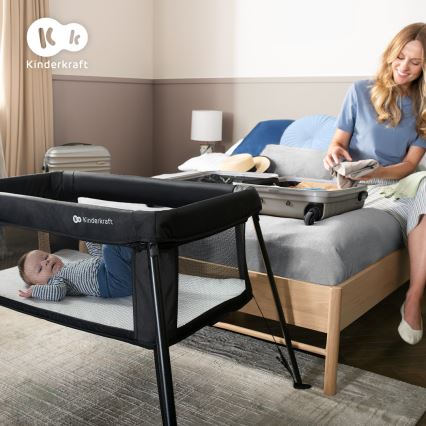 KINDERKRAFT - Prijenosni dječji krevetić 3u1 CAMI crni