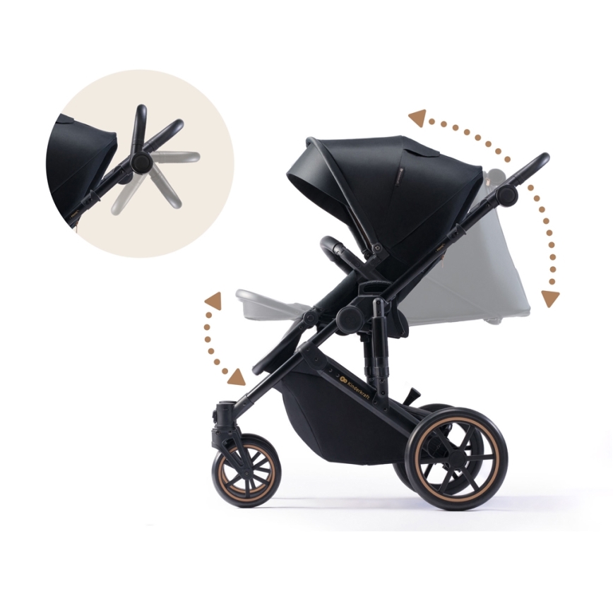 KINDERKRAFT - Kombinirani dječji kolica 2u1 PRIME 2 crna