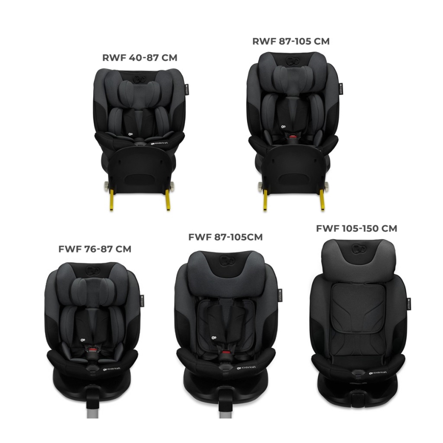KINDERKRAFT SELECT - Autosjedalica s okretnom bazom I-FIX (40-150 cm) grafitno-crna