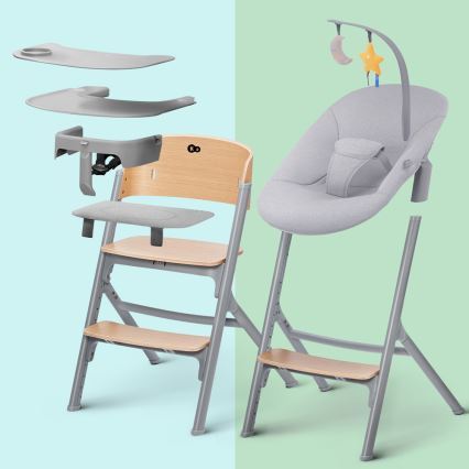 KINDERKRAFT SELECT - Dječja hranilica 3u1 LIVY Premium hrast + ležaljka CALMEE