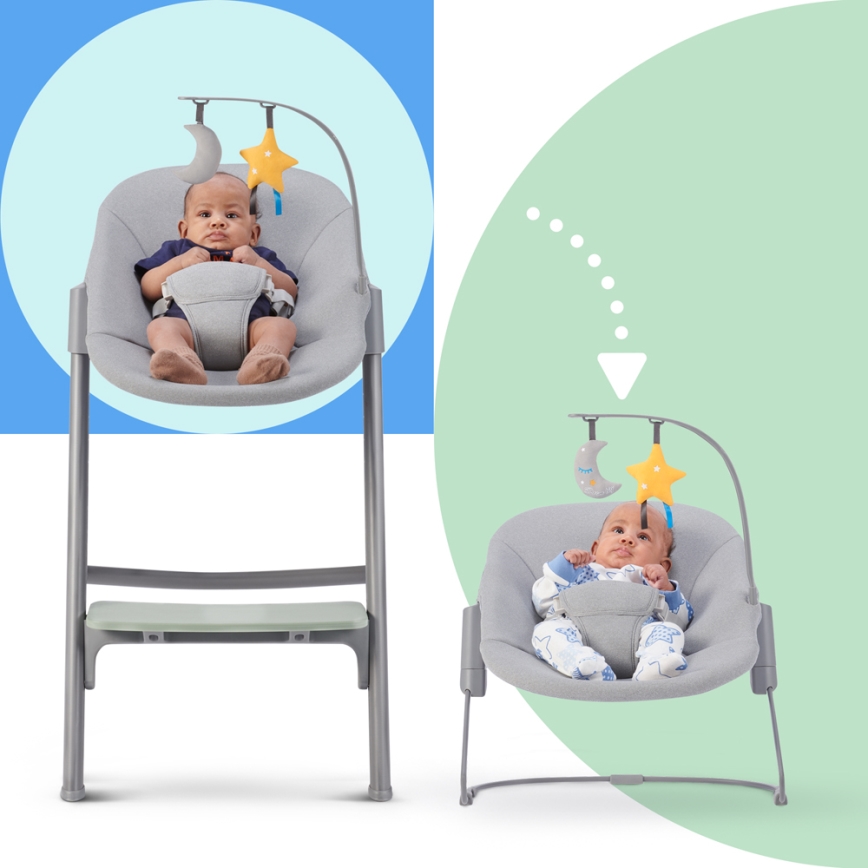 KINDERKRAFT SELECT - Dječja hranilica 3u1 LIVY Premium Olive green + ležaljka CALMEE