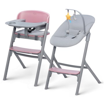 KINDERKRAFT SELECT - Dječja stolica za hranjenje 3u1 LIVY Premium Aster pink + ležaljka za bebu CALMEE