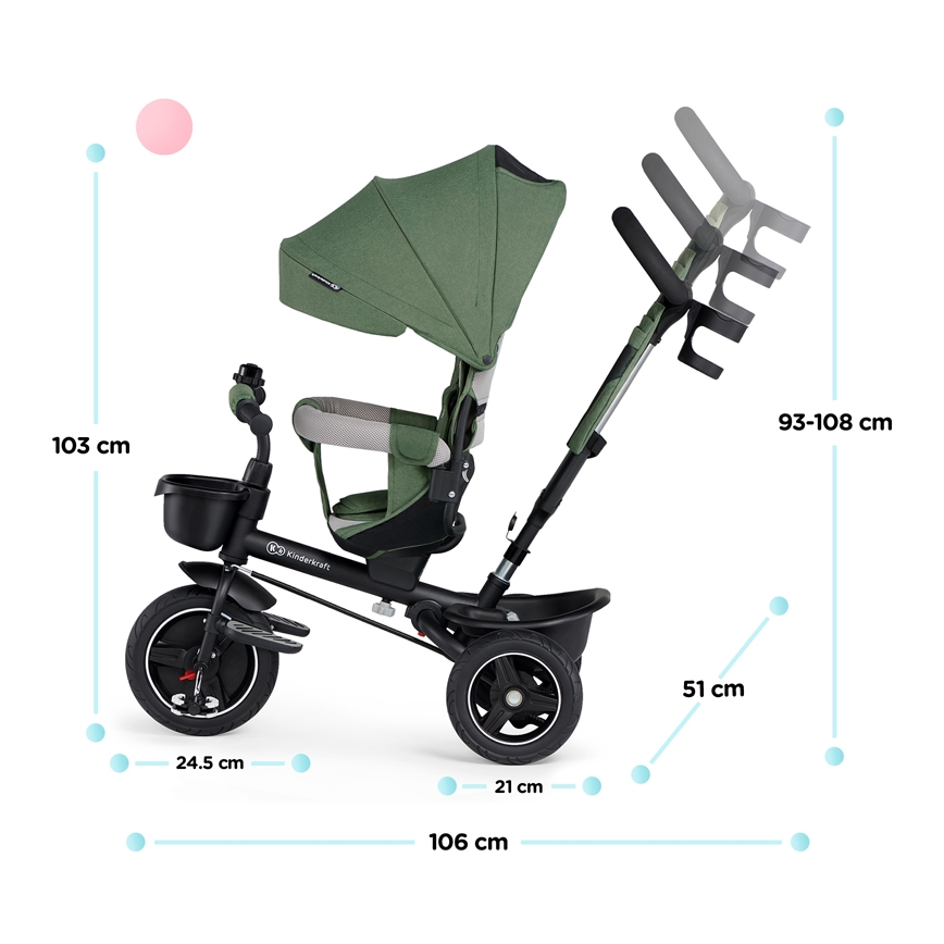 KINDERKRAFT SELECT - Dječji tricikl SPINSTEP Premium zelena