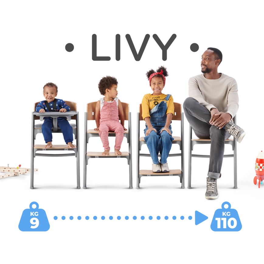KINDERKRAFT SELECT - Hranilica 3u1 LIVY Premium hrast
