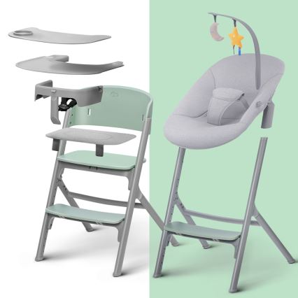 KINDERKRAFT SELECT - Hranilica 3u1 LIVY Premium Olive green + ležaljka CALMEE