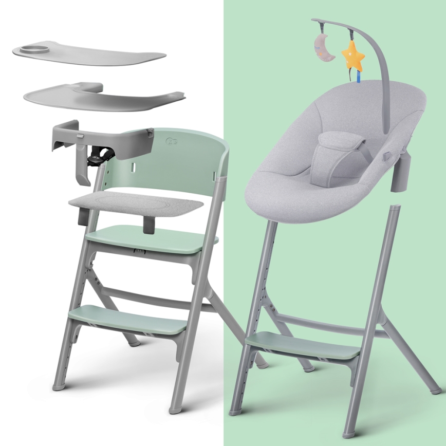 KINDERKRAFT SELECT - Hranilica 3u1 LIVY Premium Olive green + ležaljka CALMEE