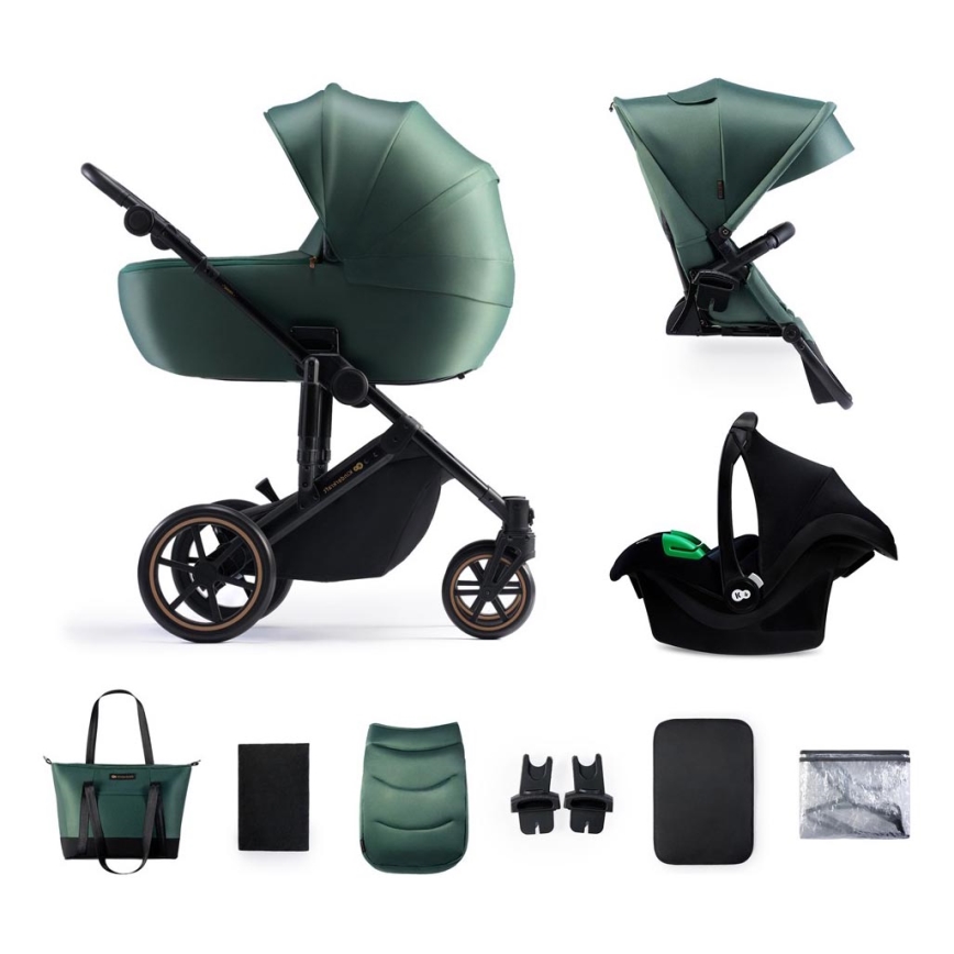 KINDERKRAFT SELECT - Kombinirana kolica 3u1 PRIME 2 Premium Dark green + autosjedalica