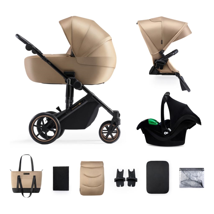 KINDERKRAFT SELECT - Kombinirana kolica 3u1 PRIME 2 Premium Sandrose beige + autosjedalica