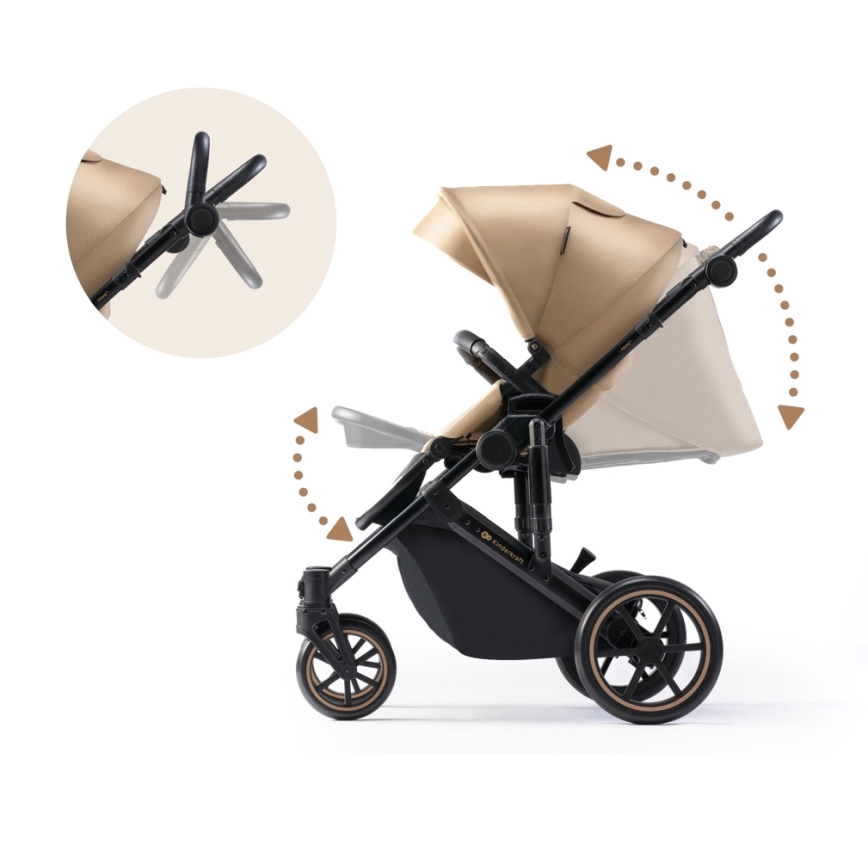 KINDERKRAFT SELECT - Kombinirana kolica 3u1 PRIME 2 Premium Sandrose beige + autosjedalica