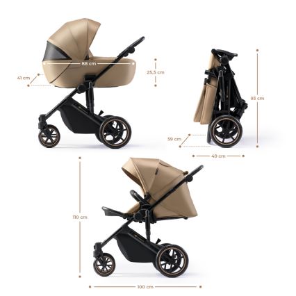 KINDERKRAFT SELECT - Kombinirana kolica 3u1 PRIME 2 Premium Sandrose beige + autosjedalica