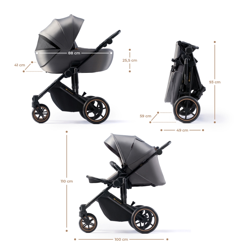 KINDERKRAFT SELECT - Kombinirana kolica 3u1 PRIME 2 Premium Shadow grey + autosjedalica