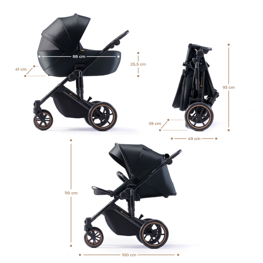 KINDERKRAFT SELECT - Kombinirana kolica 3u1 PRIME 2 Premium Venezian black + autosjedalica