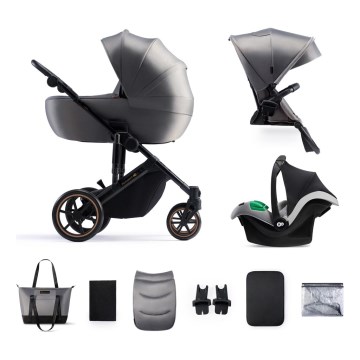 KINDERKRAFT SELECT - Kombinirani dječja kolica 3u1 PRIME 2 Premium Shadow grey + autosjedalica