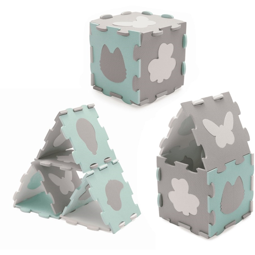 KINDERKRAFT - Pjenaste puzzle LUNO 30kom siva/menta