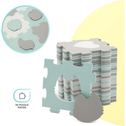 KINDERKRAFT - Pjenaste puzzle LUNO 30kom siva/menta
