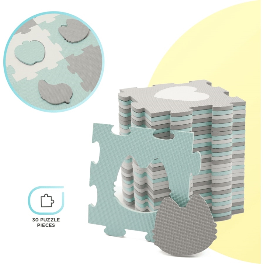 KINDERKRAFT - Pjenaste puzzle LUNO 30kom siva/menta