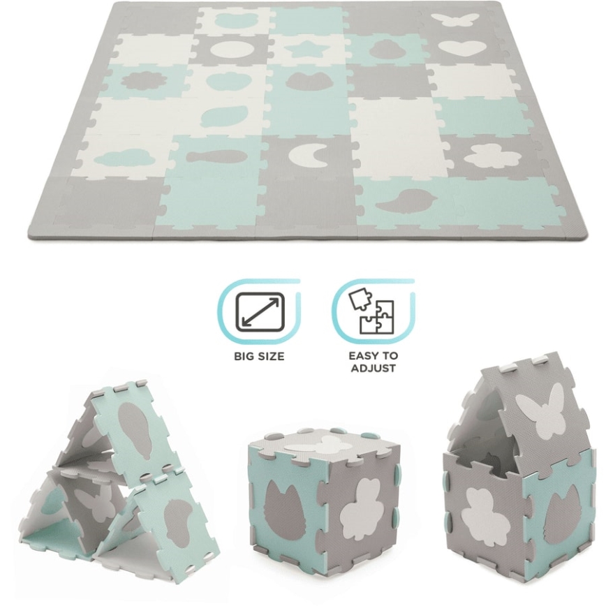 KINDERKRAFT - Pjenaste puzzle LUNO 30kom siva/menta