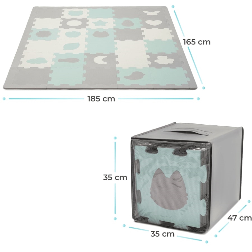 KINDERKRAFT - Pjenaste puzzle LUNO 30kom siva/menta