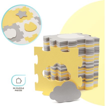 KINDERKRAFT - Pjenaste puzzle LUNO 30kom siva/žuta