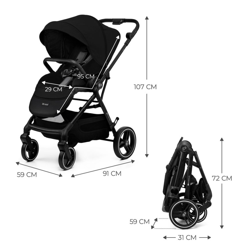 KINDERKRAFT SELECT - Sportska kolica YOXI Pure black