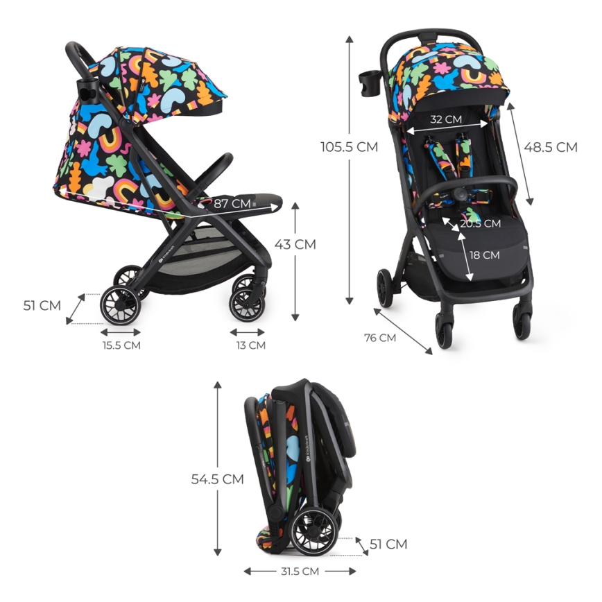 KINDERKRAFT SELECT - Sportski dječji kolica NUBI 2 Happy shapes