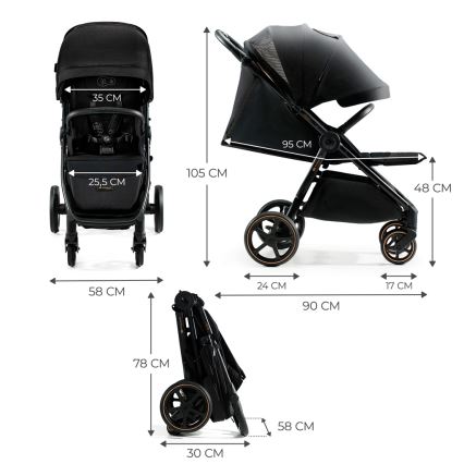 KINDERKRAFT SELECT - Sportski dječji kolica MITZY Ink black