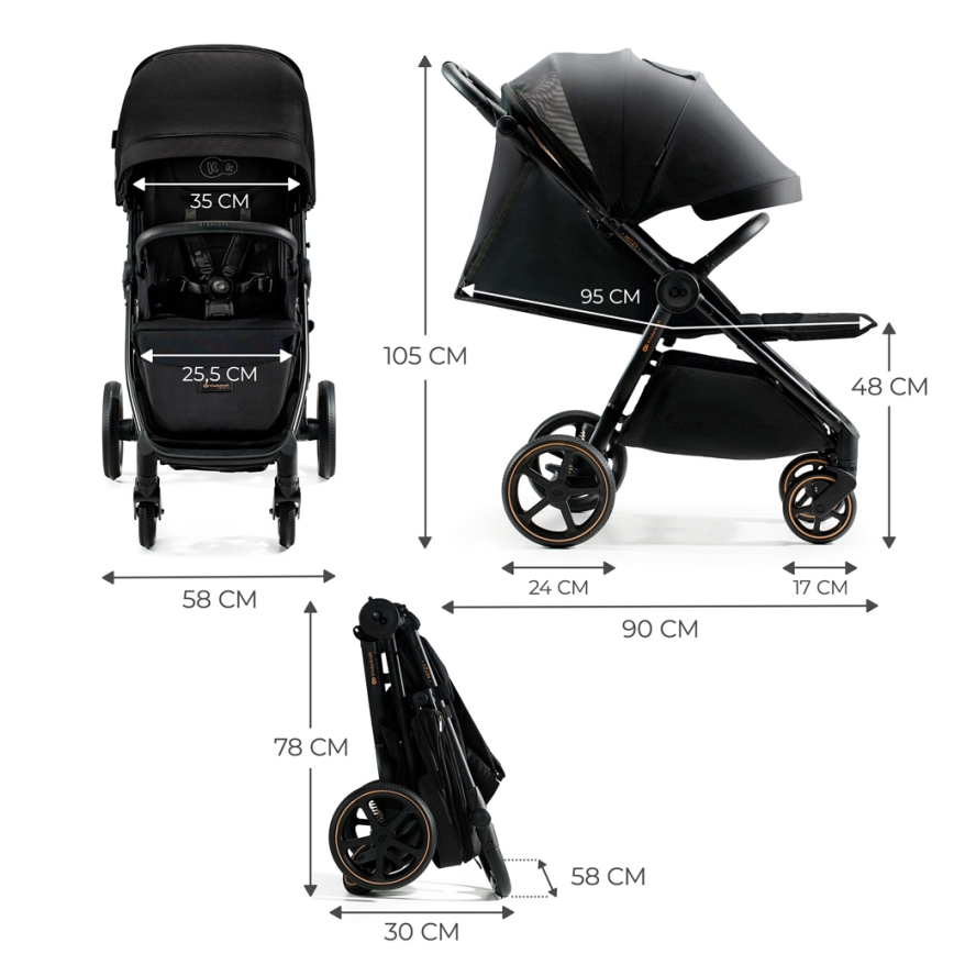 KINDERKRAFT SELECT - Sportski dječji kolica MITZY Ink black