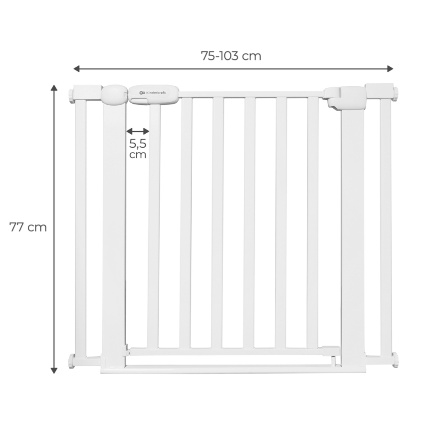 KINDERKRAFT - Sigurnosna pregrada LOCK&GO 75-103 cm bijela