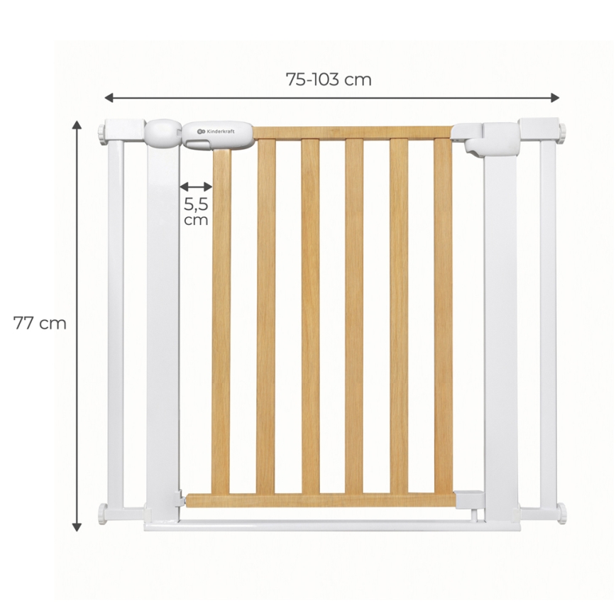 KINDERKRAFT - Sigurnosna pregrada LOCK&GO 75-103 cm bor