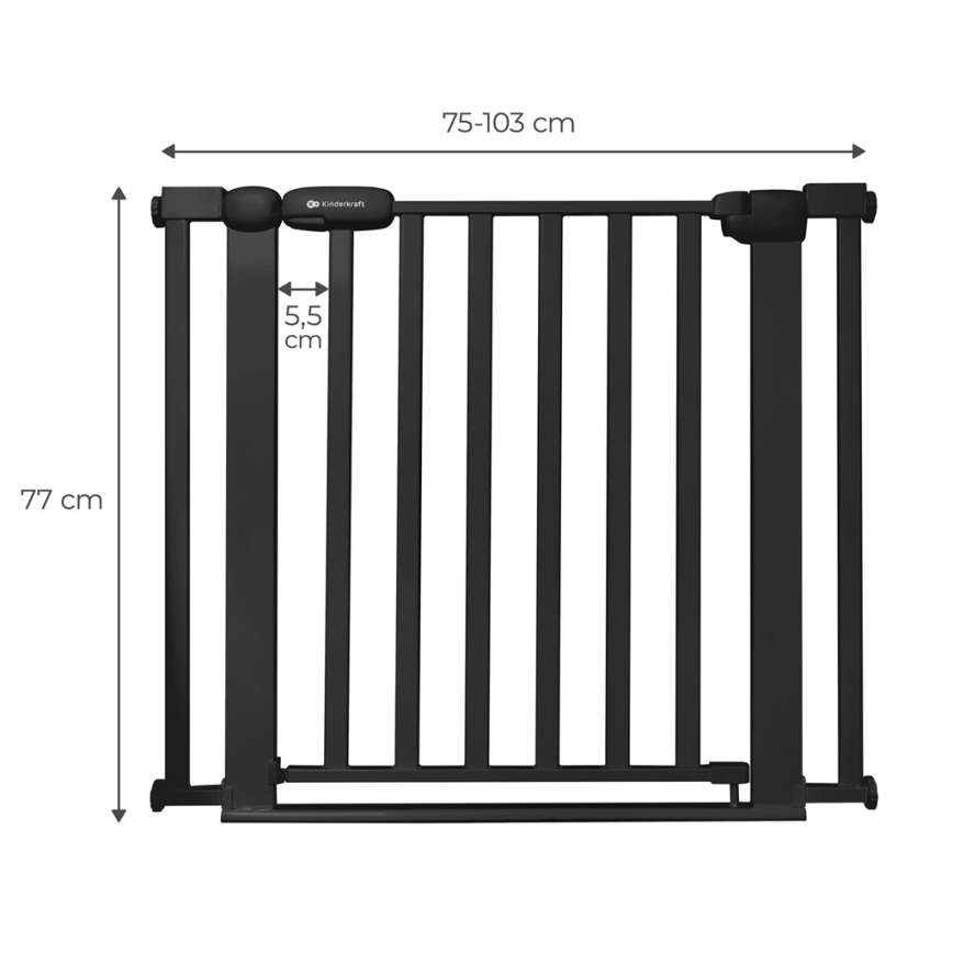 KINDERKRAFT - Sigurnosna pregrada LOCK&GO 75-103 cm crna