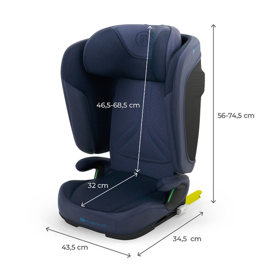 KINDERKRAFT - Sklopiva autosjedalica UNITY 2 i-Size 100-150 cm tamno plava