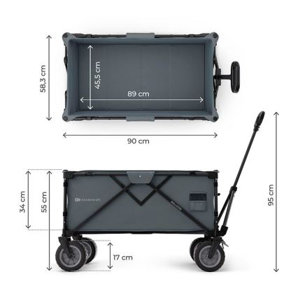 KINDERKRAFT - Sklopiva prevozna kolica WAGON ROLLSTER siva