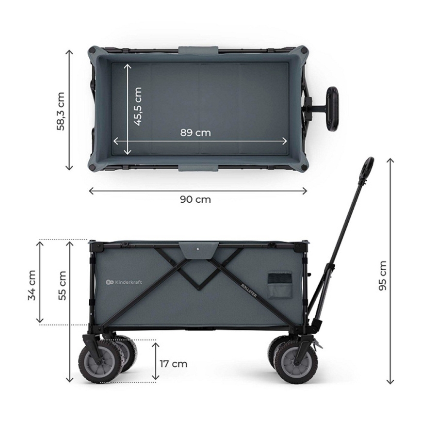 KINDERKRAFT - Sklopiva prevozna kolica WAGON ROLLSTER siva