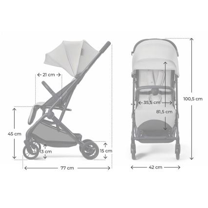 KINDERKRAFT - Sportska dječja kolica INDY 3 Urban Grey
