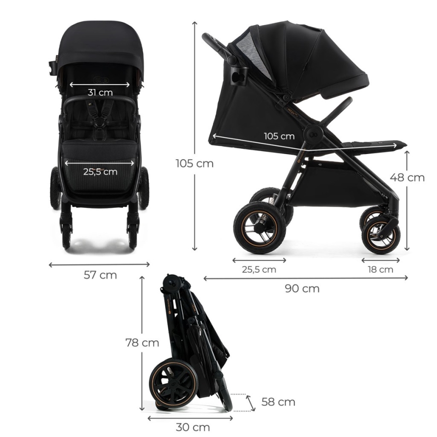 KINDERKRAFT - Sportska dječja kolica MITZY Air Black
