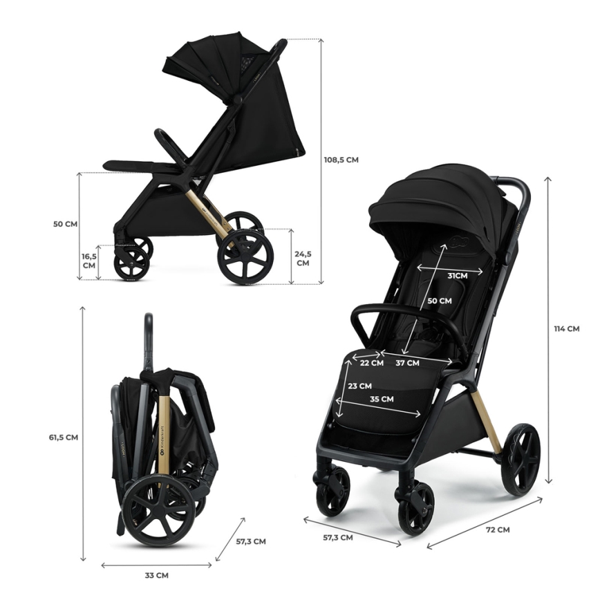 KINDERKRAFT - Sportski kolica LOOM crna